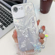For iPhone 16e Plating Texture Butterfly Wristband TPU Phone Case with Glitter Lens Film(Silver Butterflies HU6) - iPhone 16e Cases by PMC TechLife | Online Shopping South Africa | PMC TechLife | Buy Now Pay Later Mobicred