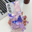 For Samsung Galaxy S25+ 5G Plating Texture Butterfly Wristband TPU Phone Case with Glitter Lens Film(Purple Butterflies HU4) - Galaxy S25+ 5G Cases by PMC Jewellery | Online Shopping South Africa | PMC Jewellery | Buy Now Pay Later Mobicred