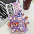 For Samsung Galaxy S25 Ultra 5G Plating Texture Butterfly Wristband TPU Phone Case with Glitter Lens Film(Daisy Butterflies HU2) - free shipping - PMC Jewellery - Order now!
