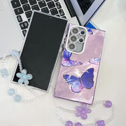 For Samsung Galaxy S25 5G Plating Texture Butterfly Wristband TPU Phone Case with Glitter Lens Film(Silver Butterflies HU6)