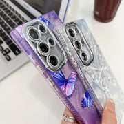 For Samsung Galaxy S25 5G Plating Texture Butterfly Wristband TPU Phone Case with Glitter Lens Film(Silver Butterflies HU6)