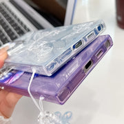 For Samsung Galaxy S25 5G Plating Texture Butterfly Wristband TPU Phone Case with Glitter Lens Film(Silver Butterflies HU6)