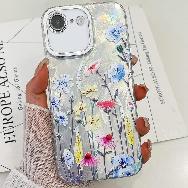 For iPhone 16e Electroplating Flowers Plants Texture TPU Phone Case(Wildflower FL2) - iPhone 16e Cases by PMC TechLife | Online Shopping South Africa | PMC TechLife | Buy Now Pay Later Mobicred