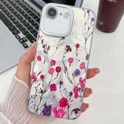 For iPhone 16e Electroplating Flowers Plants Texture TPU Phone Case(Carnation FL7)