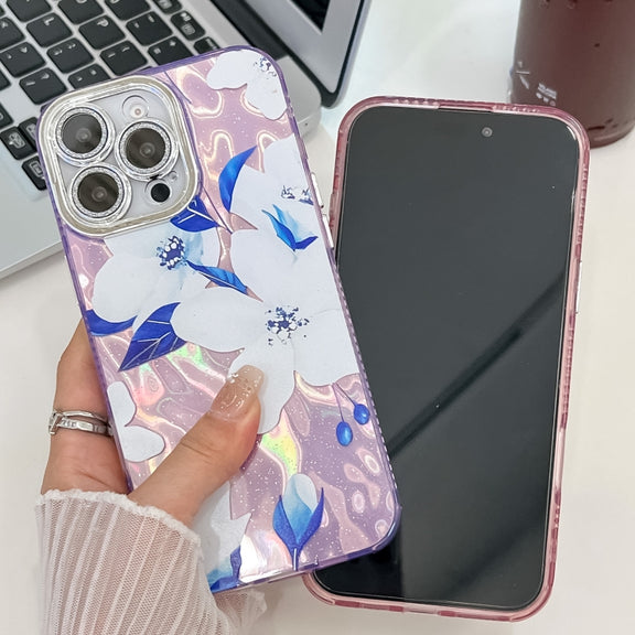 For iPhone 16e Electroplating Flowers Plants Texture TPU Phone Case(Carnation FL7)