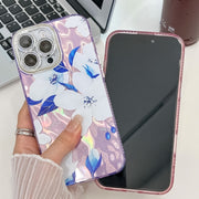 For iPhone 16e Electroplating Flowers Plants Texture TPU Phone Case(Bougainvillea FL8)