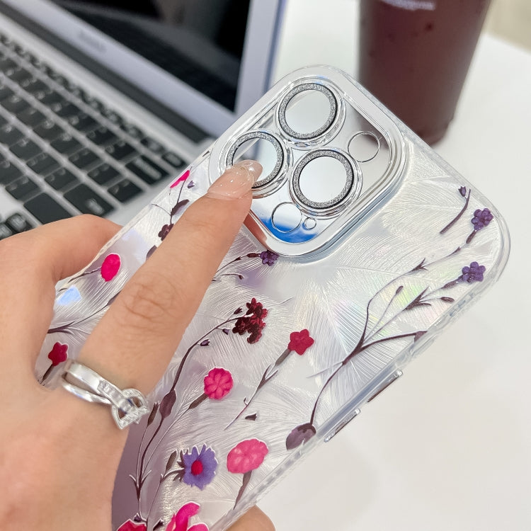 For iPhone 16e Electroplating Flowers Plants Texture TPU Phone Case(Lilac Flowers FL16) - iPhone 16e Cases by PMC TechLife | Online Shopping South Africa | PMC TechLife | Buy Now Pay Later Mobicred