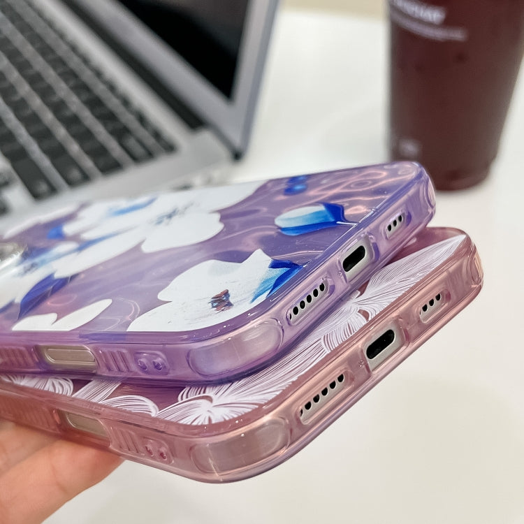 For iPhone 16e Electroplating Flowers Plants Texture TPU Phone Case(Sketch Lily FL9) - iPhone 16e Cases by PMC TechLife | Online Shopping South Africa | PMC TechLife | Buy Now Pay Later Mobicred