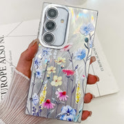 For Samsung Galaxy S25 5G Electroplating Flowers Plants Texture TPU Phone Case(Wildflower FL2)
