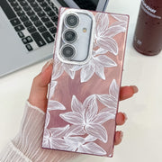 For Samsung Galaxy S25 5G Electroplating Flowers Plants Texture TPU Phone Case(Sketch Lily FL9)