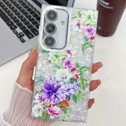 For Samsung Galaxy S25 5G Electroplating Flowers Plants Texture TPU Phone Case(Colorful Peony FL10)