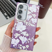 For Samsung Galaxy S25+ 5G Electroplating Flowers Plants Texture TPU Phone Case(Pale Purple Flower FL11)