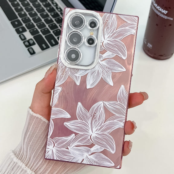 For Samsung Galaxy S25 Ultra 5G Electroplating Flowers Plants Texture TPU Phone Case(Sketch Lily FL9)