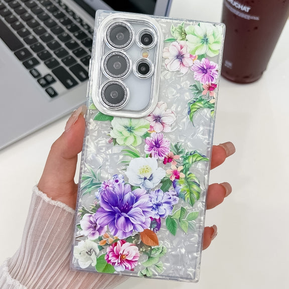 For Samsung Galaxy S25 Ultra 5G Electroplating Flowers Plants Texture TPU Phone Case(Colorful Peony FL10)