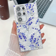 For Samsung Galaxy S25 Ultra 5G Electroplating Flowers Plants Texture TPU Phone Case(Blue Flower FL13)