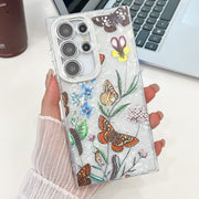 For Samsung Galaxy S25 Ultra 5G Electroplating Flowers Plants Texture TPU Phone Case(Butterfly Love Flower FL17)