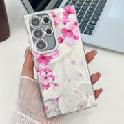For Samsung Galaxy S25 Ultra 5G Electroplating Flowers Plants Texture TPU Phone Case(Peach Blossom FL18)