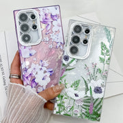 For Samsung Galaxy S25 Ultra 5G Electroplating Flowers Plants Texture TPU Phone Case(Gardenia FL15)