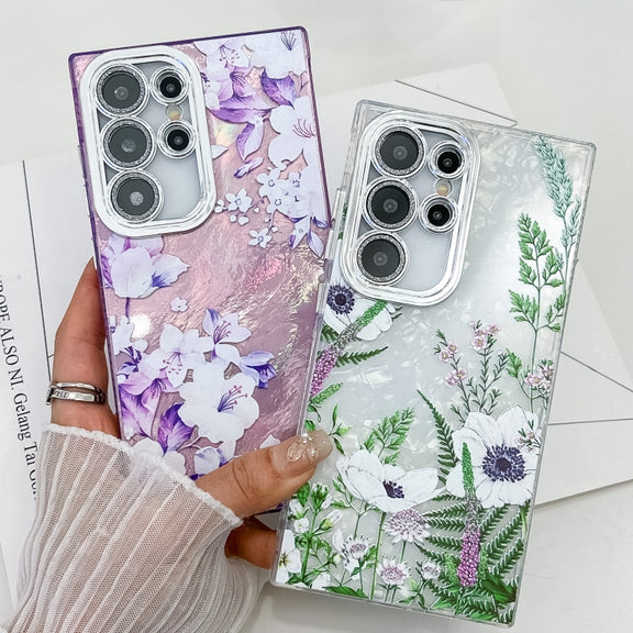 For Samsung Galaxy S25 Ultra 5G Electroplating Flowers Plants Texture TPU Phone Case(Gardenia FL15)