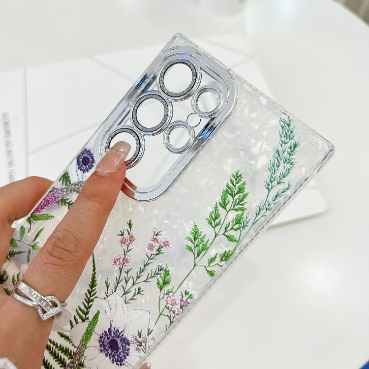 For Samsung Galaxy S25 5G Electroplating Flowers Plants Texture TPU Phone Case(Sketch Lily FL9) - Galaxy S25 5G Cases by PMC Jewellery | Online Shopping South Africa | PMC Jewellery | Buy Now Pay Later Mobicred