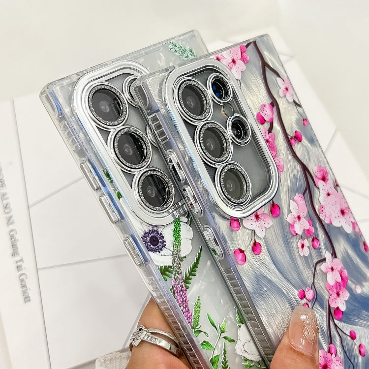 For Samsung Galaxy S25 5G Electroplating Flowers Plants Texture TPU Phone Case(Sakura FL12) - free shipping - PMC Jewellery - Order now!