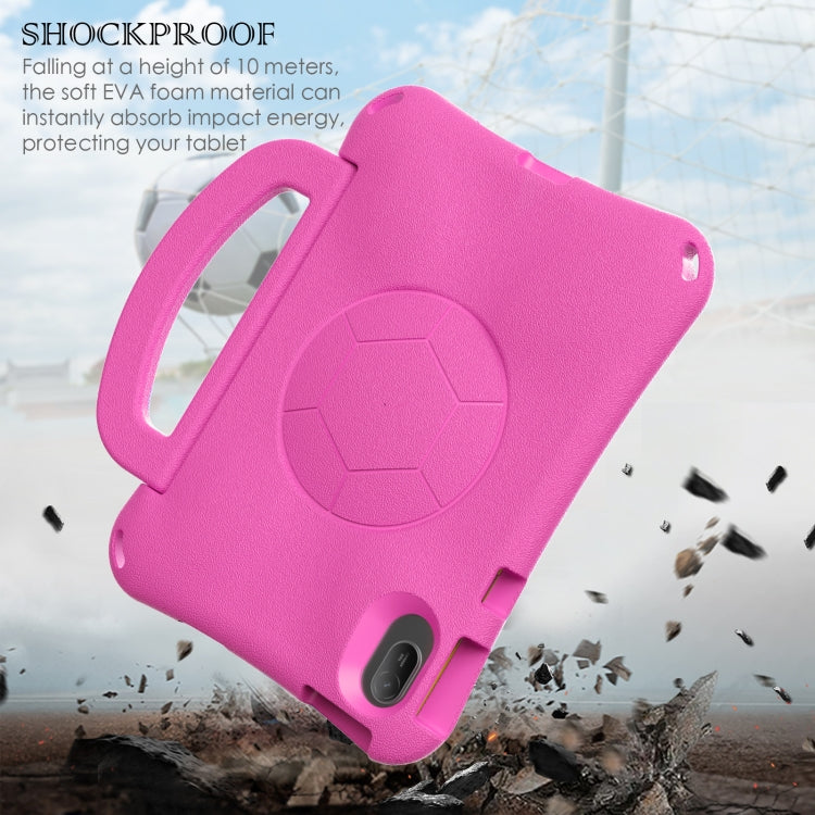 For Huawei MatePad SE 11 2024 Handle Football Shaped EVA Shockproof Tablet Case(Rose Red)