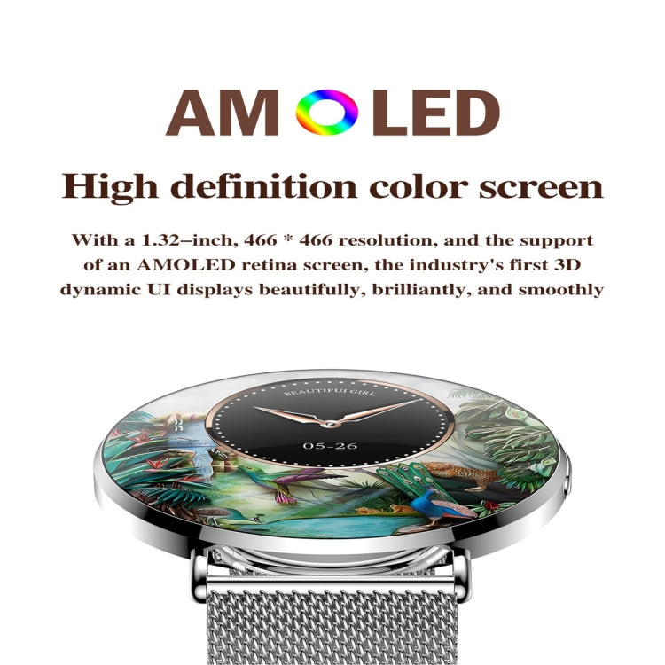 KM88 1.32 inch Color Screen Smart Watch, Support Bluetooth Call / Wellness Tracking(Silver)