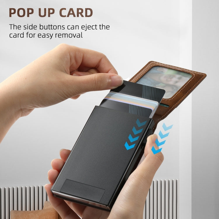 For iPhone 16 Pro Max Suteni H19 Oil Wax 2-in-1 MagSafe Removable Card Box Back Phone Case(Brown) - free shipping - PMC Jewellery - Order now!