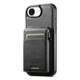 For iPhone 16e Suteni H19 Oil Wax 2-in-1 MagSafe Removable Card Box Back Phone Case(Black) - iPhone 16e Cases by Suteni | Online Shopping South Africa | PMC TechLife | Buy Now Pay Later Mobicred