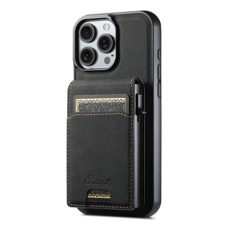 For iPhone 16 Pro Max Suteni H19 Litchi Grain 2-in-1 MagSafe Removable Card Box Back Phone Case(Black) - free shipping - PMC Jewellery - Order now!