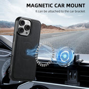For iPhone 16e Suteni H19 Litchi Grain 2-in-1 MagSafe Removable Card Box Back Phone Case(Black)
