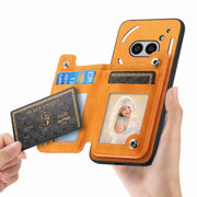 For Nothing CMF Phone 1 Retro MagSafe Zipper Wallet Card Bag Back Phone Case(Yellow)