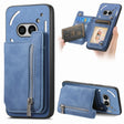 For Nothing CMF Phone 1 Retro MagSafe Zipper Wallet Card Bag Back Phone Case(Blue) - More Brand by PMC TechLife | Online Shopping South Africa | PMC TechLife | Buy Now Pay Later Mobicred