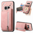 For Nothing CMF Phone 1 Retro MagSafe Zipper Wallet Card Bag Back Phone Case(Pink) - More Brand by PMC TechLife | Online Shopping South Africa | PMC TechLife | Buy Now Pay Later Mobicred