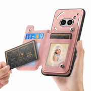 For Nothing CMF Phone 1 Retro MagSafe Zipper Wallet Card Bag Back Phone Case(Pink)
