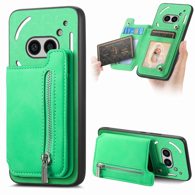 For Nothing CMF Phone 1 Retro MagSafe Zipper Wallet Card Bag Back Phone Case(Green) - free shipping - PMC TechLife - Order now!