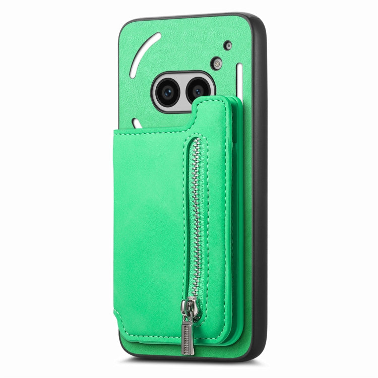 For Nothing CMF Phone 1 Retro MagSafe Zipper Wallet Card Bag Back Phone Case(Green) - free shipping - PMC TechLife - Order now!