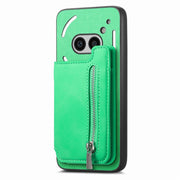 For Nothing CMF Phone 1 Retro MagSafe Zipper Wallet Card Bag Back Phone Case(Green)
