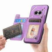 For Nothing Phone 2a Retro MagSafe Zipper Wallet Card Bag Back Phone Case(Purple)