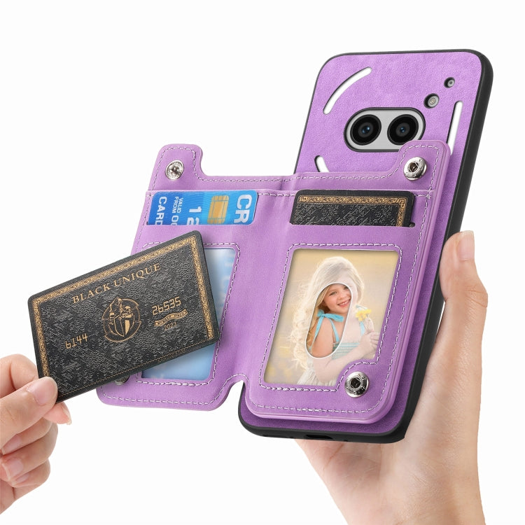 For Nothing Phone 2a Retro MagSafe Zipper Wallet Card Bag Back Phone Case(Purple)