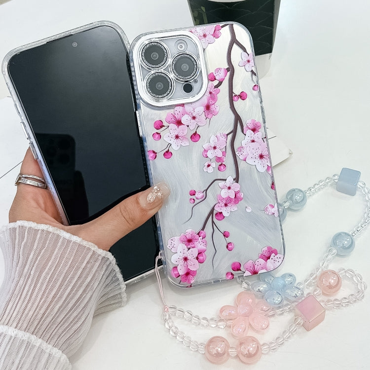 For iPhone 16e Electroplating Flowers Plants Texture Wristband TPU Phone Case(Wildflower FL2) - iPhone 16e Cases by PMC TechLife | Online Shopping South Africa | PMC TechLife | Buy Now Pay Later Mobicred