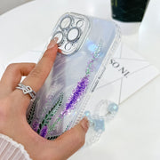 For iPhone 16e Electroplating Flowers Plants Texture Wristband TPU Phone Case(Gardenia FL15)
