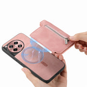 For OnePlus Nord CE4 / Ace 3V Retro MagSafe Zipper Wallet Card Bag Back Phone Case(Pink)