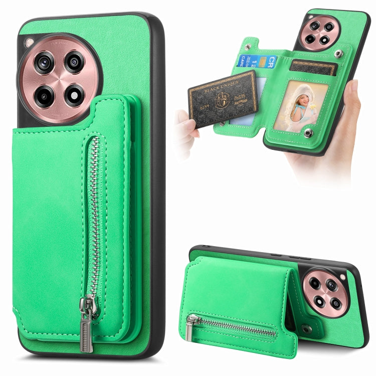 For OnePlus Nord CE4 / Ace 3V Retro MagSafe Zipper Wallet Card Bag Back Phone Case(Green) - OnePlus Cases by PMC TechLife | Online Shopping South Africa | PMC TechLife | Buy Now Pay Later Mobicred