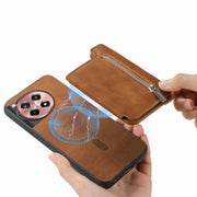 For OnePlus Nord CE4 / Ace 3V Retro MagSafe Zipper Wallet Card Bag Back Phone Case(Brown)