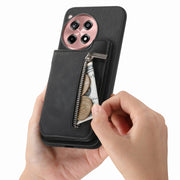 For OnePlus Nord CE4 / Ace 3V Retro MagSafe Zipper Wallet Card Bag Back Phone Case(Black)