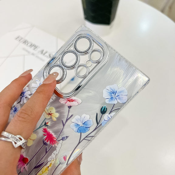 For Samsung Galaxy S25+ 5G Electroplating Flowers Plants Texture Wristband TPU Phone Case(Lavender FL3)
