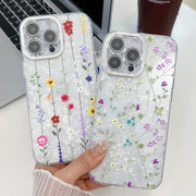 For iPhone 16e Electroplating Flower Texture TPU Phone Case(Wild Chrysanthemum SH5)