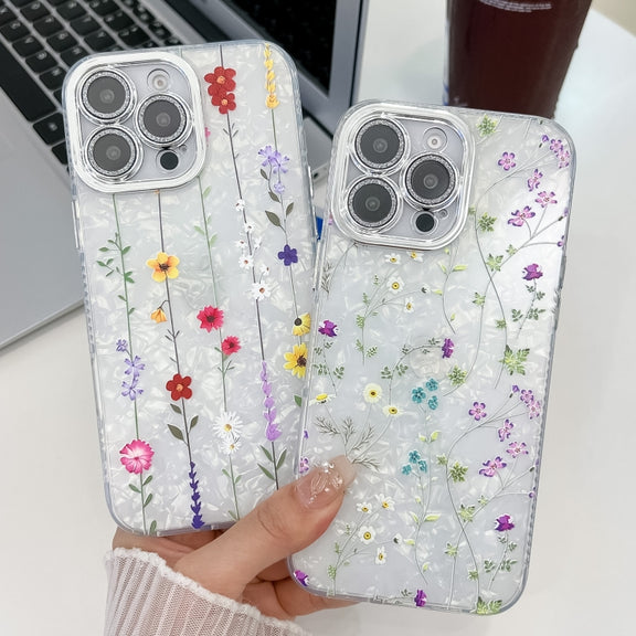 For iPhone 16e Electroplating Flower Texture TPU Phone Case(Little Wildflower SH3)