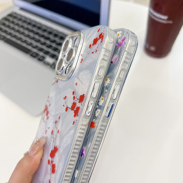 For iPhone 16e Electroplating Flower Texture TPU Phone Case(Flowers SH4)